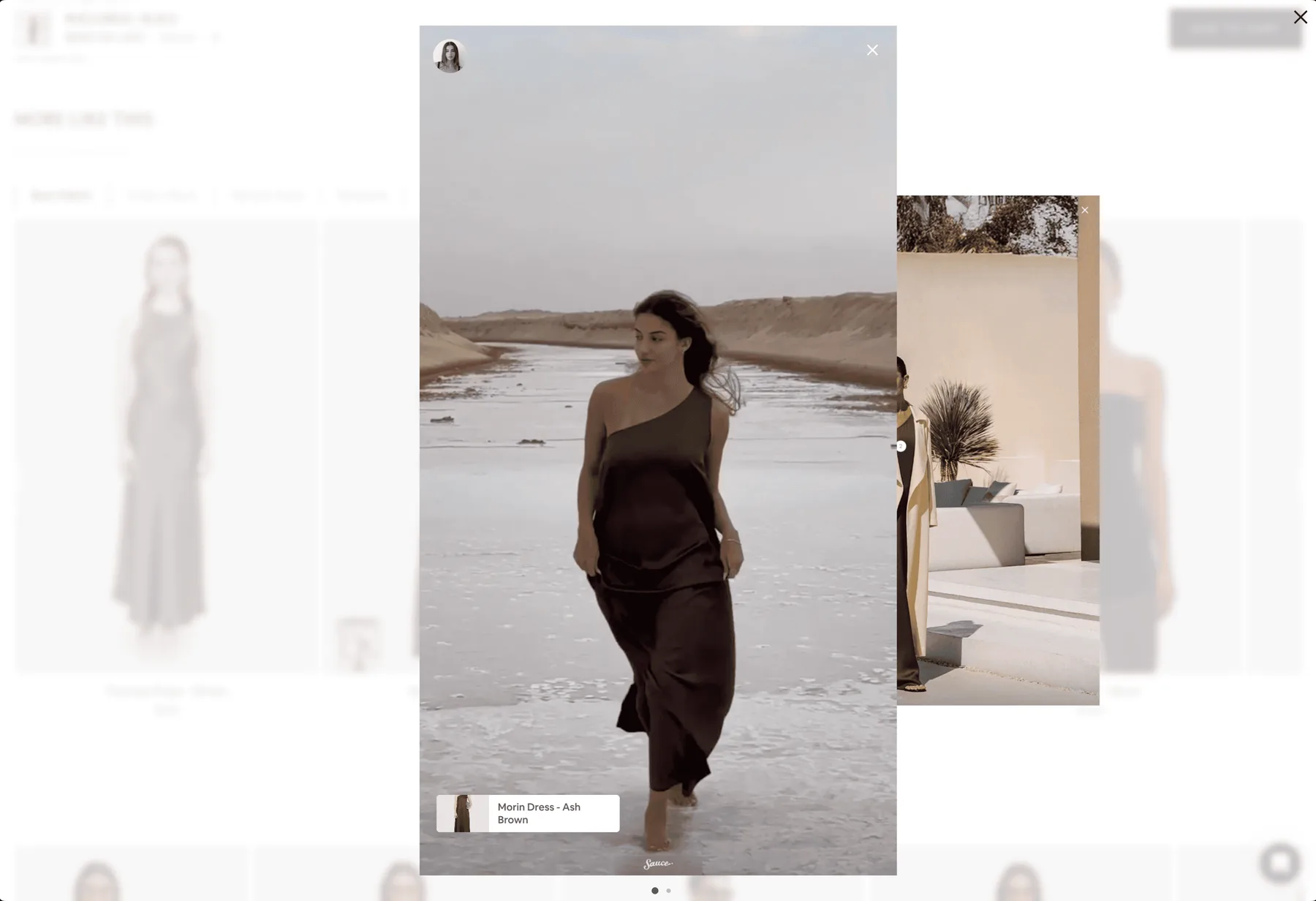 Shoppable story overlay — campaign film with featured product tagged inline