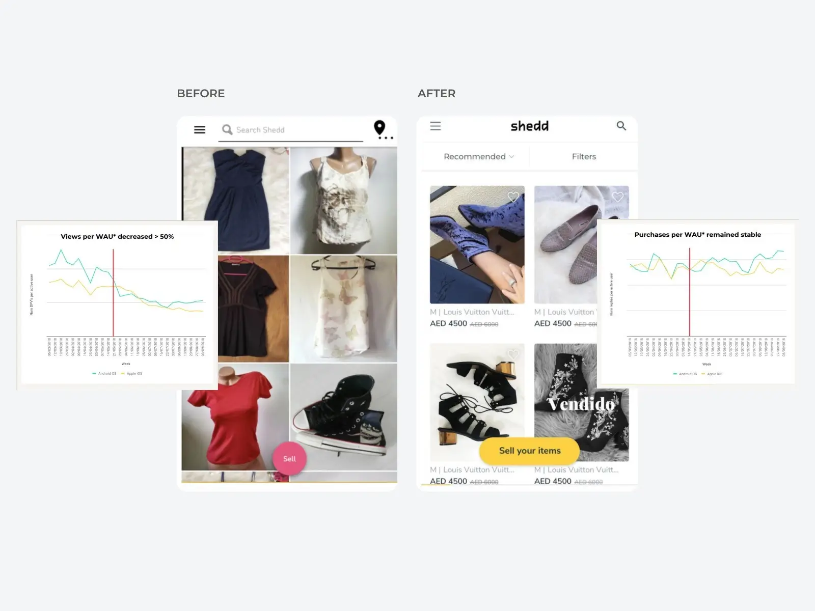 Shedd mobile app — marketplace UI detail